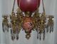 Kosmos Brenner Antique Victorian Majolica Oil Kerosene Hanging Lamp Chandelier Chandeliers, Fixtures, Sconces photo 1