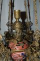 Kosmos Brenner Antique Victorian Majolica Oil Kerosene Hanging Lamp Chandelier Chandeliers, Fixtures, Sconces photo 4