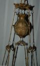 Kosmos Brenner Antique Victorian Majolica Oil Kerosene Hanging Lamp Chandelier Chandeliers, Fixtures, Sconces photo 5