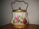 Antique Bridgwood England Biscuit Jar - English Roses - Nickel Silver Lid & Handle Jars photo 9