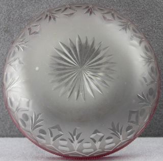 Estate - Antique Frosted Glass Bowl Cut To Clear With Cranberry Flash Ribbed Rim photo