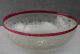 Estate - Antique Frosted Glass Bowl Cut To Clear With Cranberry Flash Ribbed Rim Bowls photo 2