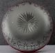 Estate - Antique Frosted Glass Bowl Cut To Clear With Cranberry Flash Ribbed Rim Bowls photo 5