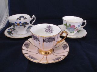 12 English Bone China Teacups Royal Adderly Ascot Vale Clarence Crown Salisbury photo