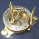 Brass Sundial Compass W/ Leather Case Pirate Nautical Antique Sun Dial Compass Telescopes photo 2