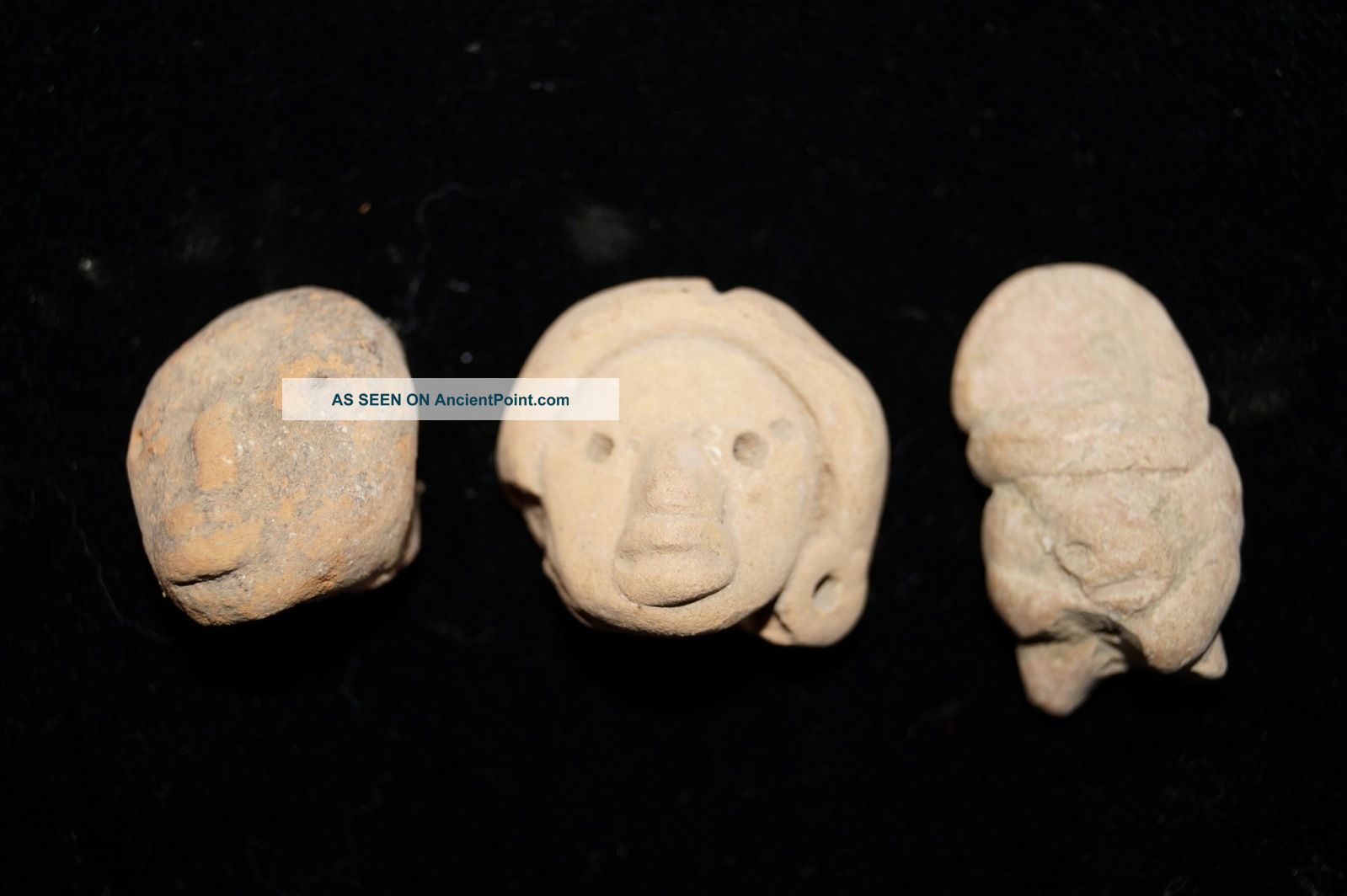 3 Pre - Columbian Teotihuacan Head Scupture Artifacts Xroy Hathcock The Americas photo