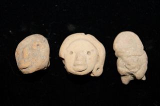 3 Pre - Columbian Teotihuacan Head Scupture Artifacts Xroy Hathcock photo