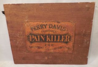 Antique 19th C Perry Davis Pain Killer Lithographed Tin Sign photo