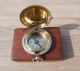 Handmade Brass Push Button Direction Pocket Compass With Wooden Box. Compasses photo 3