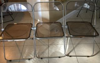 Plia Anonima Castelli Italy Lucite Mid Century Folding Chrome Lexan Chairs 3 photo