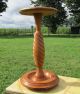 Small Vintage Wood Pedestal Display Table Plant Stand Carved Twisted Wood 18.  31 