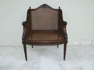 Fine Vintage French Louis 15th Style Boudoir Arm Chair W Caned Seat And Back photo