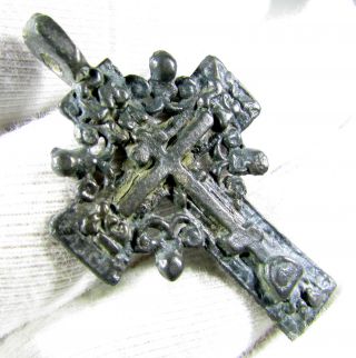 Rare Tudor Period Bronze Radiate Cross Pendant - Wearable Artifact - Ab69 photo