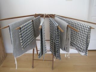 Old Primitive Wood Folding Drying Rack Eight Arms Perfect Fabric Herb Diplay photo