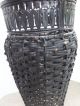 Lovely Antique Black Wrought Iron Umbrella Cane Stand W Wicker Shabby Paint 1900-1950 photo 3