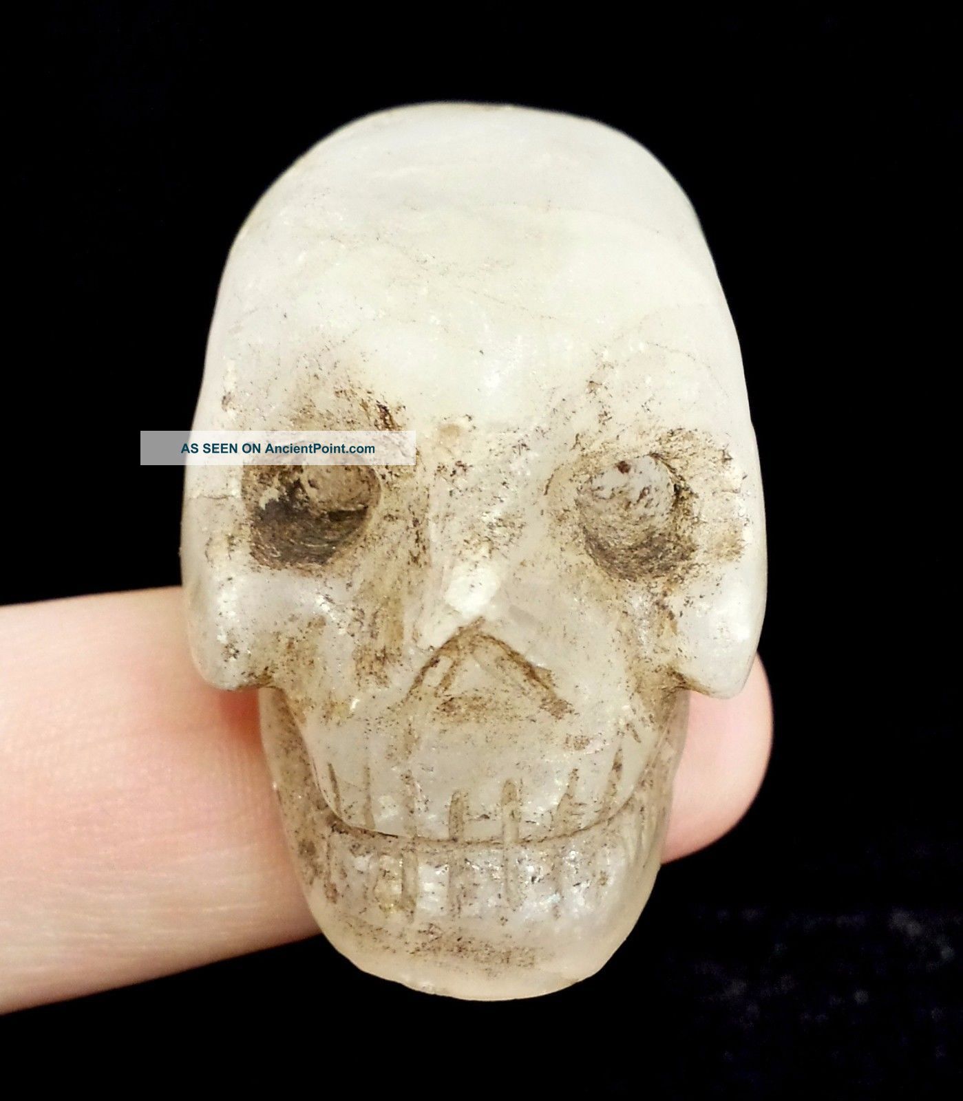 Crystal Skull Effigy - Mesoamerican Statue - Antique Pre Columbian Artifact - Crystal The Americas photo