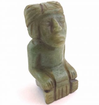 Antique Pre Columbian Jade Green Figurine - Mayan Aztec Zapotec Olmec - Statue - Stone photo
