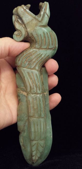 Jade Serpent Ax God - Mesoamerican Statue - Antique Pre Columbian Artifact - Jade photo