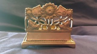 Vintage Art Nouveau Sunflower Solid Brass Stamp Dispenser/holder Trinket Box photo