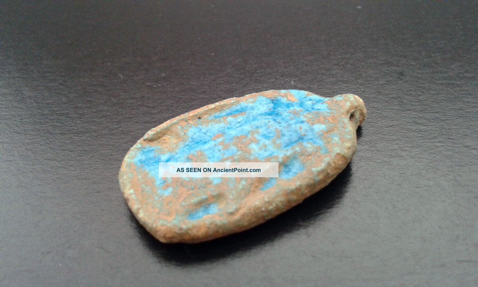 Egyptian Blue Glazed Faience Amulet Cartouche Pendant Egyptian photo