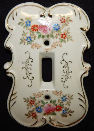 Vintage Porcelain Arnart Creation Japan 7310 Single Switch Plate Cover photo