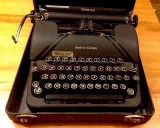 Vtg 1930 ' S Smith - Corona Sterling Floating S Portable Typewriter In Carrying Case photo