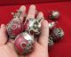 Old Decorated Handwork Inlay Tibet - Silver Dragon 12 Zodiac Red Jade Ball Statue Other Antique Chinese Statues photo 4