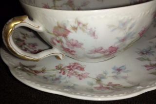 1894 - 1931 Lovely Floral 32a Haviland Limoges Handpainted Bouillon Cup & Saucer photo
