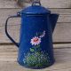 Blue Splatterware Enamel Coffee Pot Hp Rooster Art Handpainted Trish Mcmurry Toleware photo 2