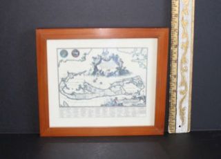 Repro Antique Map By Montanus In Endangered Bermuda Cedar Handmade Frame C1970 photo