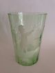 Antique Late 1800 ' S Green Mary Gregory Tumbler Glass Girl With Flowers Stemware photo 1