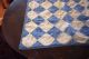 Early Antique Primitive Blue And Cream Child ' S Quilt Hand Sewn Primitives photo 6