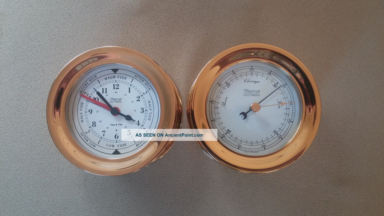 Weems & Plath Brass Marine Maritime Quartz Tide Clock And Barometer Germany Clocks photo