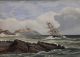 Small 1902 Antique W.  Reid Seascape Maritime Ship Rescue Watercolor Painting Other Maritime Antiques photo 2