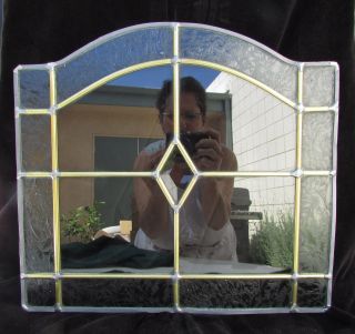 Frosted Stained Glass Window Pane Prismatic Bevel Cut Diamond Center Glass photo