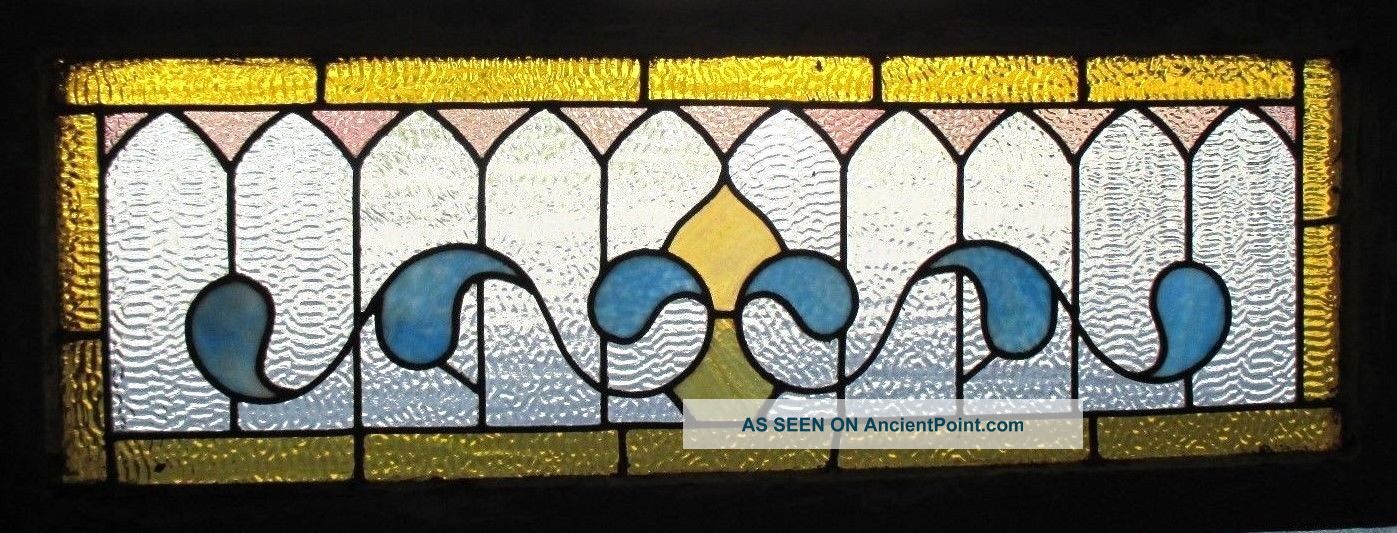 Antique American Stained Glass Transom Window 41 X 16 Architectural Salvage Pre-1900 photo
