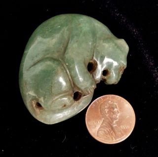 Jade Jaguar Effigy - Mesoamerican Statue - Antique Pre Columbian Artifacts photo