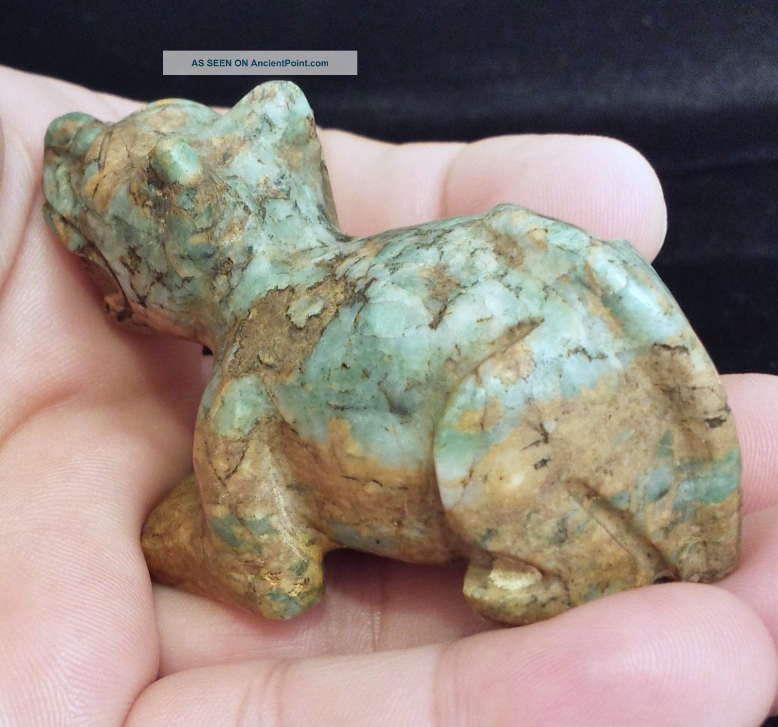 Jade Dog Effigy - Mesoamerican Statue - Antique Pre Columbian Artifacts The Americas photo