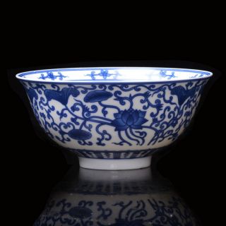 Chinese Porcelain Bowl Of Hand - Painted Lotus W Qing Qianlong Mark photo