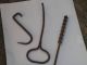 3 Farm Primitive Tools 1 Inch Barn Auger / Drill Forged Meat Hook & Hay Hook Primitives photo 3