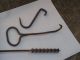 3 Farm Primitive Tools 1 Inch Barn Auger / Drill Forged Meat Hook & Hay Hook Primitives photo 4