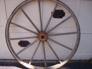 Antique Wooden Wagon /carriage Wheel 48 Inches Tall 3 Inch Wide With Metal Ring photo
