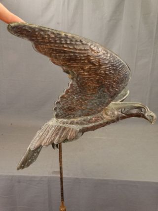 Antique Edwardian Copper Figural Eagle Bird Weathervane Primitive Directional photo