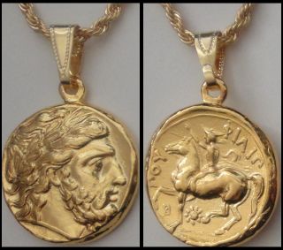 Percy Jackson Fans Gold Plated,  Double Sided,  Zeus Pendant,  With Chain photo
