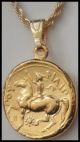 Percy Jackson Fans Gold Plated,  Double Sided,  Zeus Pendant,  With Chain Greek photo 2