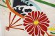 Japanese Kimono Silk Fabric Vintage Scrap Of Cloth Antique Flower/fan/pink 2211b Kimonos & Textiles photo 3
