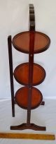 Antique Wood 3 Tier Folding Dessert Stand Table For Pie Cake Pastries 1900-1950 photo 3