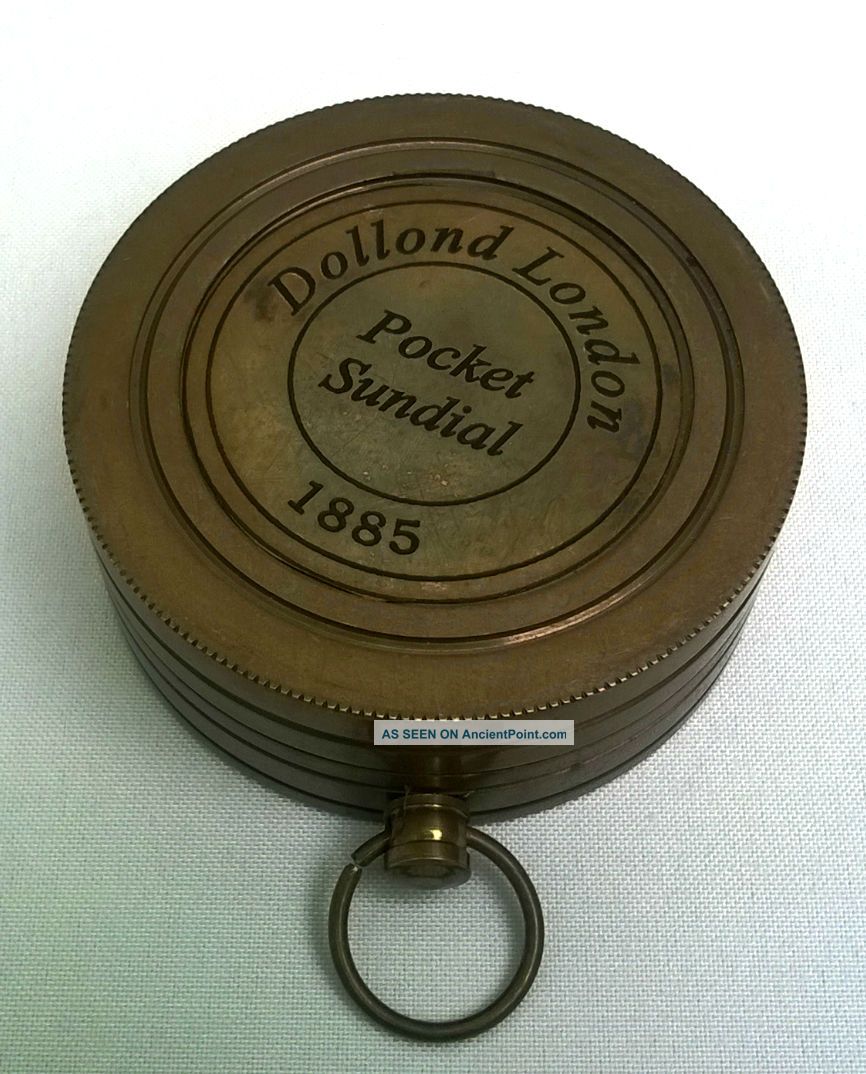 1885 Vintage Repro Dolland Mechanical Brass Pocket Sundial Compasses photo