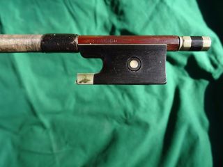 Old German Violin Bow Bausch Nickel Silver & Ebony Pernambuco 53.  3 G C.  1920 photo