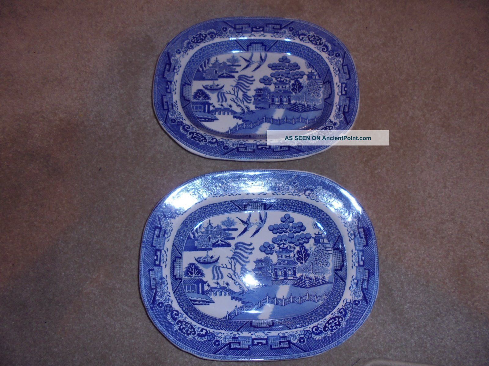 2 Willow Pattern Meat Serving Dishes - Warranted Stone China J.  C British photo